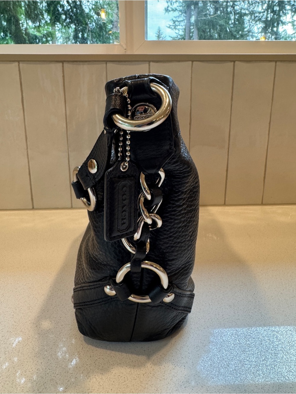 Coach Vintage Medium Carly Shoulder Bag – Black Pebbled Leather (F15251) - Picture 5 of 13